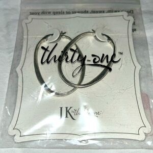 NIP silver tone hoop earrings - 2 inch